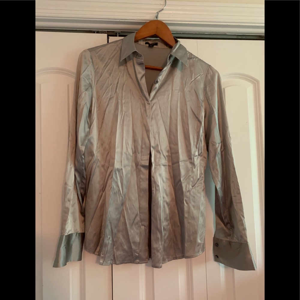 Silver Ann Taylor Silk Top size 8